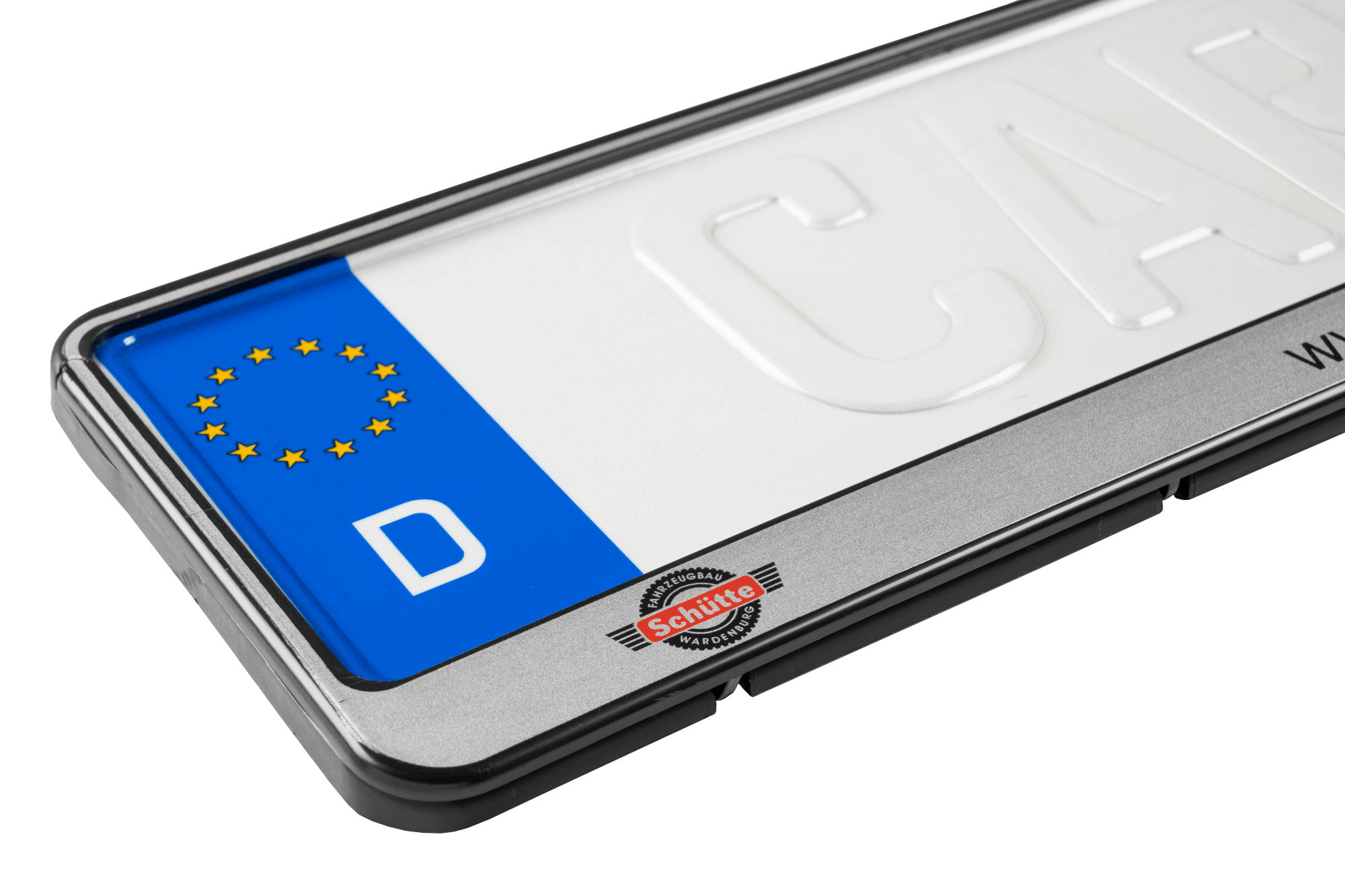 EU KFZ Kennzeichenhalter DEUTSCHLAND Chrom Schriftzug Symbol
